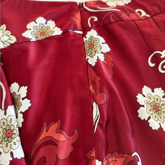 Ann Taylor Burgundy Floral A-Line Skirt - Picture 6 of 9